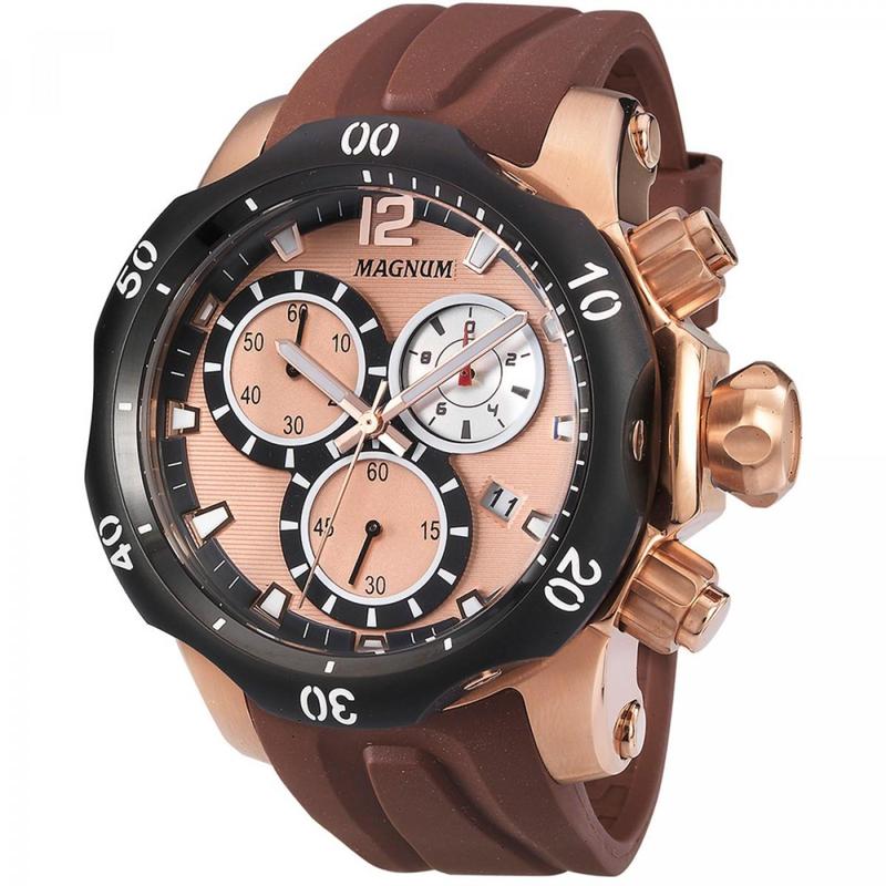 Relógio Magnum Ma33755z Calendario Cronografo Pulseira Silicone